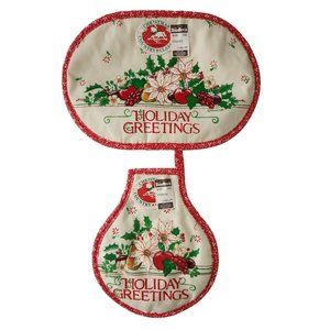 Franco Pot Holder and Hot Pad Holiday Christmas Poinsettias Vintage